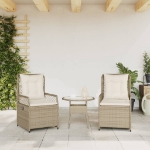 Sedie da Giardino Reclinabili 2 pz Beige Polyrattan
