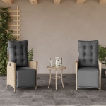 Sedie da Giardino Reclinabili 2 pz con Poggiapiedi Polyrattan