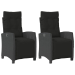 Sedie da Giardino Reclinabili 2 pz con Poggiapiedi Polyrattan