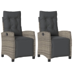 Sedie da Giardino Reclinabili 2 pz con Poggiapiedi Polyrattan