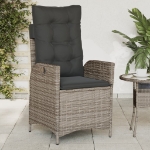Sedie da Giardino Reclinabili 2 pz e Cuscini Grigio Polyrattan