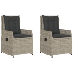 Sedie da Giardino Reclinabili 2 pz Grigio Chiaro Polyrattan