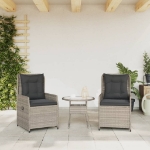 Sedie da Giardino Reclinabili 2 pz Grigio Chiaro Polyrattan