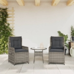 Sedie da Giardino Reclinabili 2 pz Grigio Polyrattan