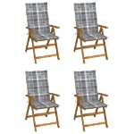 Sedie da Giardino Reclinabili 4 pz con Cuscini Massello Acacia