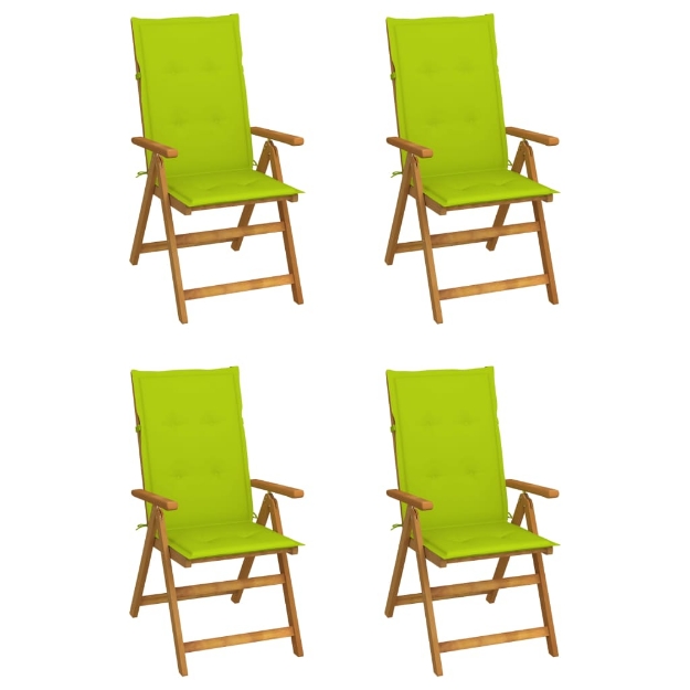 Sedie da Giardino Reclinabili 4 pz con Cuscini Massello Acacia