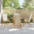Sedie da Giardino Reclinabili 4 pz Cuscini Bianco Crema Bambù