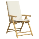 Sedie da Giardino Reclinabili 4 pz Cuscini Bianco Crema Bambù