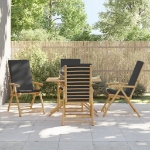 Sedie da Giardino Reclinabili 4 pz Cuscini Grigio Scuro Bambù