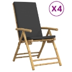 Sedie da Giardino Reclinabili 4 pz Cuscini Grigio Scuro Bambù