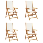 Sedie da Giardino Reclinabili 4pz Bianco Crema Tessuto e Legno