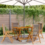Sedie da Giardino Reclinabili 4pz Grigie Legno Massello Acacia
