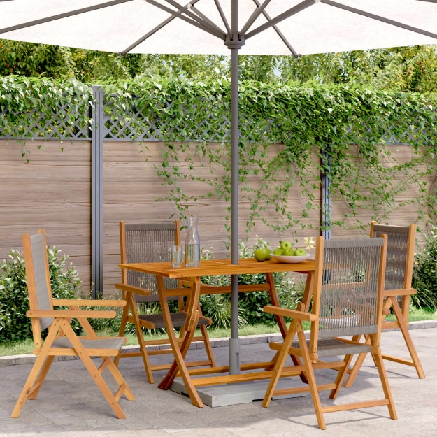 Sedie da Giardino Reclinabili 4pz Grigie Legno Massello Acacia
