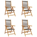 Sedie da Giardino Reclinabili 4pz Grigie Legno Massello Acacia