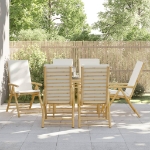 Sedie da Giardino Reclinabili 6 pz Cuscini Bianco Crema Bambù