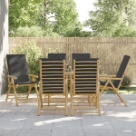 Sedie da Giardino Reclinabili 6 pz Cuscini Grigio Scuro Bambù
