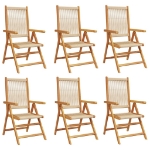 Sedie da Giardino Reclinabili 6pz Beige Legno Massello Acacia
