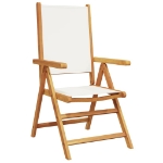 Sedie da Giardino Reclinabili 6pz Bianco Crema Tessuto e Legno