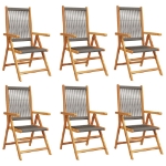 Sedie da Giardino Reclinabili 6pz Grigie Legno Massello Acacia
