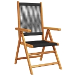 Sedie da Giardino Reclinabili 6pz Nere Legno Massello di Acacia