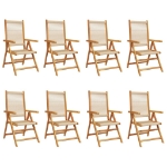 Sedie da Giardino Reclinabili 8pz Beige Legno Massello Acacia