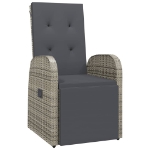 Sedie da Giardino Reclinabili e Cuscini Polyrattan Grigio