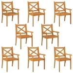 Sedie da Pranzo da Esterni 8 pz in Legno Massello di Acacia