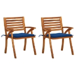 Sedie da Pranzo da Giardino con Cuscini 2 pz Massello di Acacia