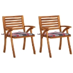 Sedie da Pranzo da Giardino con Cuscini 2 pz Massello di Acacia
