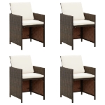 Sedie da Pranzo da Giardino con Cuscini 4 pz Marrone Polyrattan