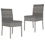 Sedie da Pranzo per Giardino 2 pz in Polyrattan Grigio
