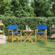 Sedie da Regista Pieghevoli 2 pz Blu in Legno Massello di Teak