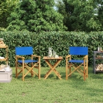 Sedie da Regista Pieghevoli 2 pz Blu in Legno Massello di Teak