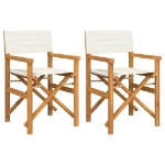 Sedie da Regista Pieghevoli 2 pz Crema Legno Massello di Teak