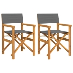 Sedie da Regista Pieghevoli 2 pz Grigio Legno Massello di Teak