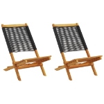 Sedie Giardino 2 pz Nere Legno Massello Acacia e Polipropilene