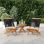 Sedie Giardino 2 pz Nere Legno Massello Acacia e Polipropilene