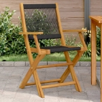 Sedie Giardino 2 pz Nere Legno Massello Acacia e Polipropilene