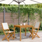 Sedie Giardino 2pz Bianco Crema Legno Massello Acacia e Tessuto