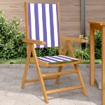 Sedie Giardino 2pz Blu e Bianco Legno Massello Acacia e Tessuto