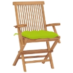 Sedie Giardino 2pz con Cuscini Verde Chiaro Legno Massello Teak