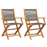 Sedie Giardino 2pz Grigie Legno Massello Acacia e Polipropilene