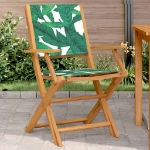 Sedie Giardino 2pz Motivo Foglia Legno Massello Acacia Tessuto