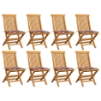 Sedie Giardino 8 pz con Cuscini Rossi a Quadri Massello di Teak