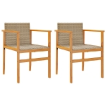 Sedie Giardino con Cuscini 2 pz Beige Polyrattan Legno Massello