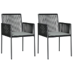 Sedie Giardino con Cuscini 2 pz Nere 54x60,5x83,5 cm Polyrattan