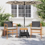 Sedie Giardino con Cuscini 2pz Nere Polyrattan e Legno Massello