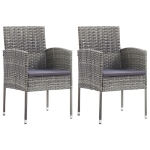 Sedie Giardino con Cuscini Grigio Scuro 2 pz Grigie Polyrattan