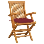 Sedie Giardino con Cuscini Rosso Vino 6 pz Legno Massello Teak