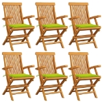 Sedie Giardino con Cuscini Verde Chiaro 6pz Legno Massello Teak